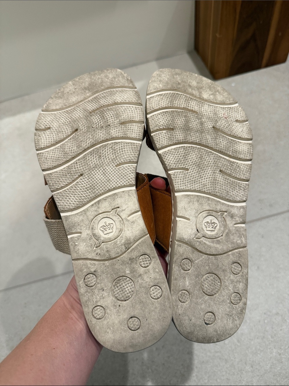 Born Tan Leather Triple-Strap Slide Sandals 8 - Picture 8 of 8